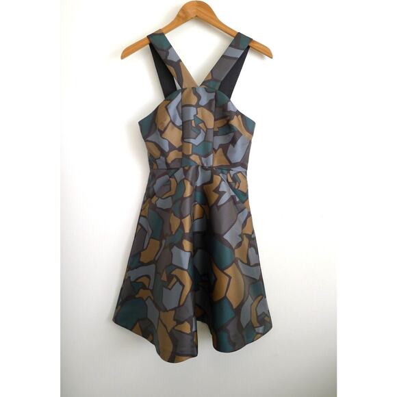 RONNY KOBO Structured Silk Blend Pisella Mosaic A-Line Dress Revolve S $336 - Picture 2 of 11